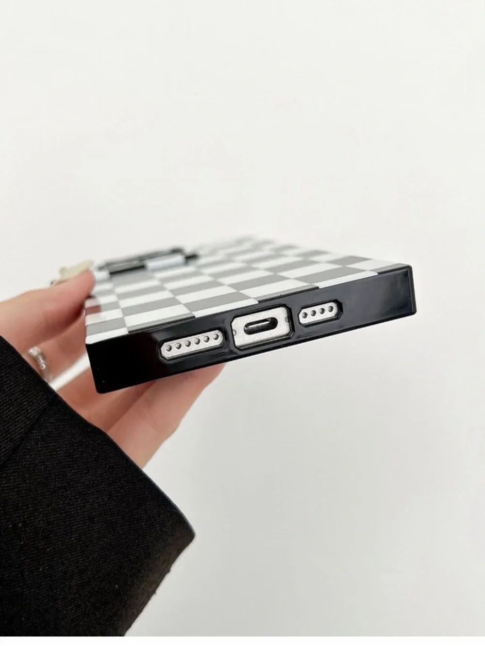iPhone 13 Pro Max Checkerboard Slim Phone Case - Black & White